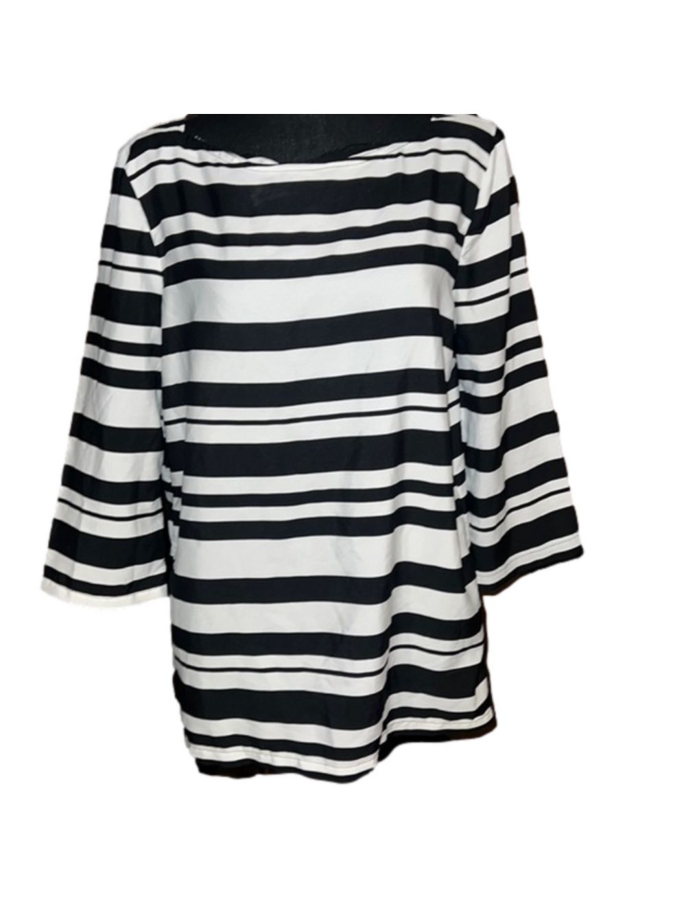 Jennifer and Grace Black White 3/4 Sleeve Top Size Medium